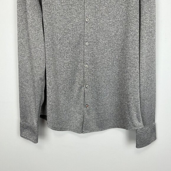 Stone Rose Mens Hi Tech Gray Herringbone Button Up Shirt Long Sleeves size M - Picture 3 of 12